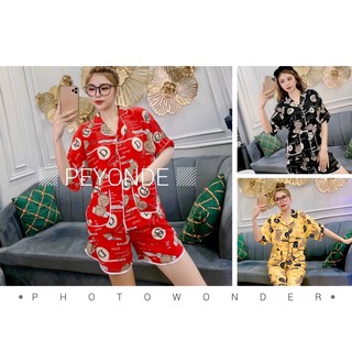 Bộ đồ ngủ lụa Mango PEYONDEE mặc ở nhà in hoạ tiết siêu rẻ, siêu thoáng mát