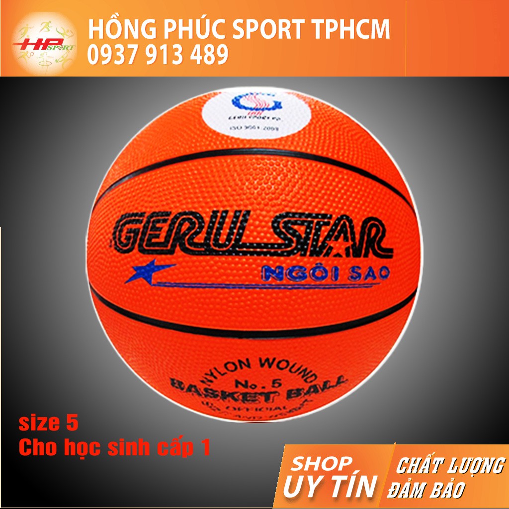 Bóng rổ Geru Star - Quả banh bóng rổ size số 7 6 5 3 cao su cam giá rẻ cho trẻ em và người lớn chính hãng