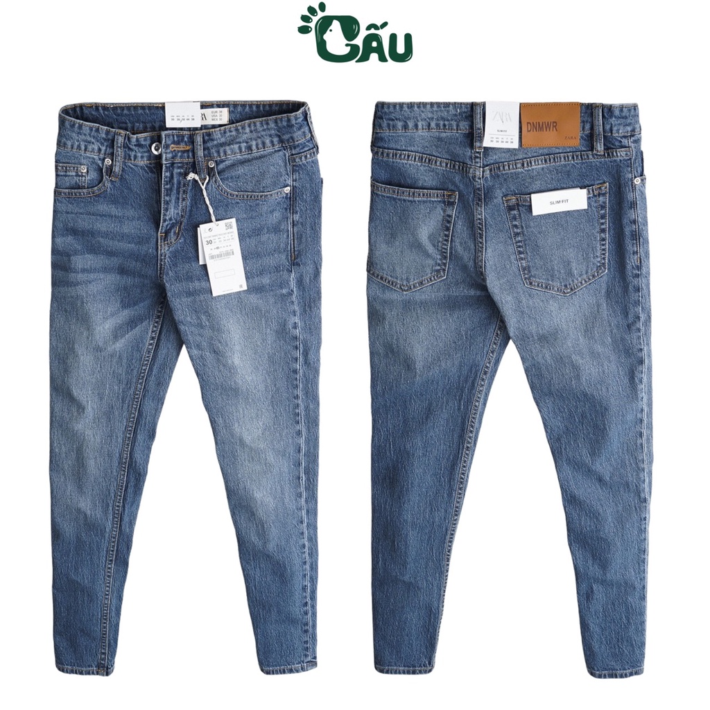 Quần jean nam Gấu 194 vải jeans co dãn, dày dặn form slimfit - Jean Trơn 3 Màu