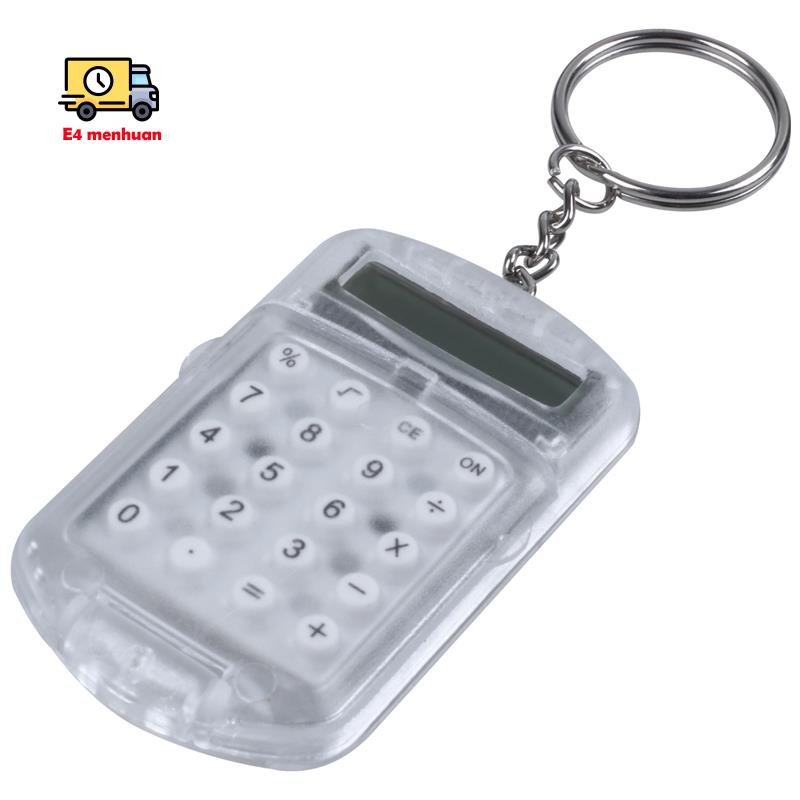 Máy tính cầm tay mini vỏ nhựa trong suốt 8 số kèm móc khóa