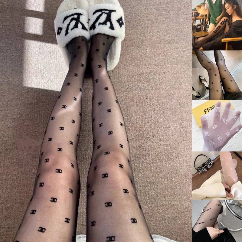 Xiangbao Quần Tất Mỏng Mùa Xuân Hè Co Giãn Họa Tiết Chữ Thăng Hoa Vintage Harajuku Quyến Rũ Cho Nữ