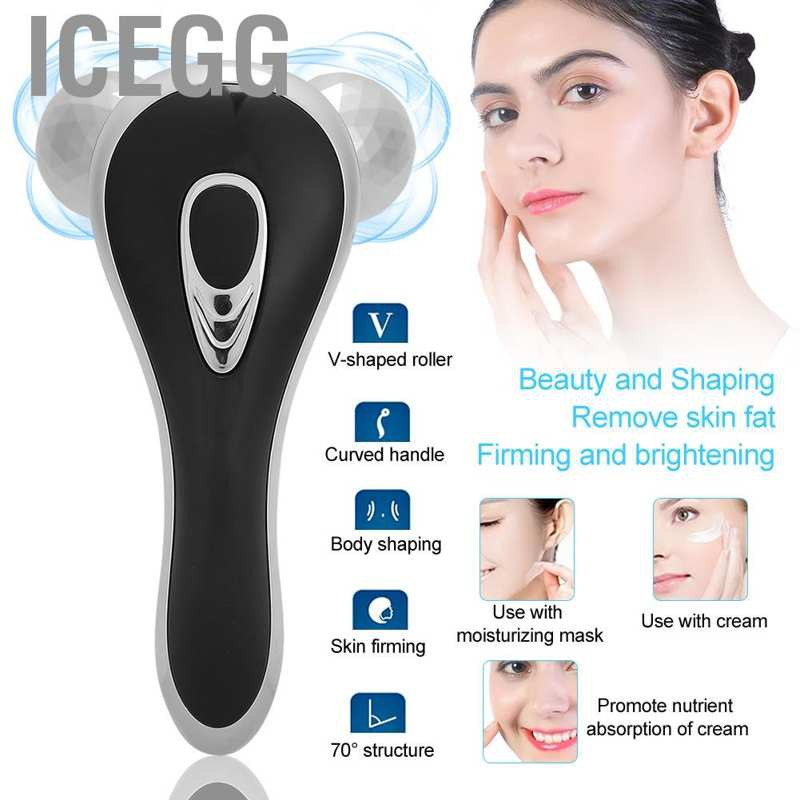 Icegg Face Roller Massager - Skin Lifting Firming Beauty Machine Silver Manual Type