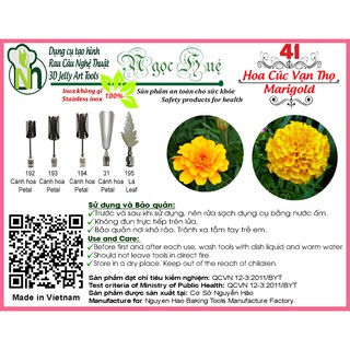 Dụng cụ làm thạch rau câu 3D Ngọc Huệ (bộ 5 kim số 41 - hoa cúc vạn thọ)