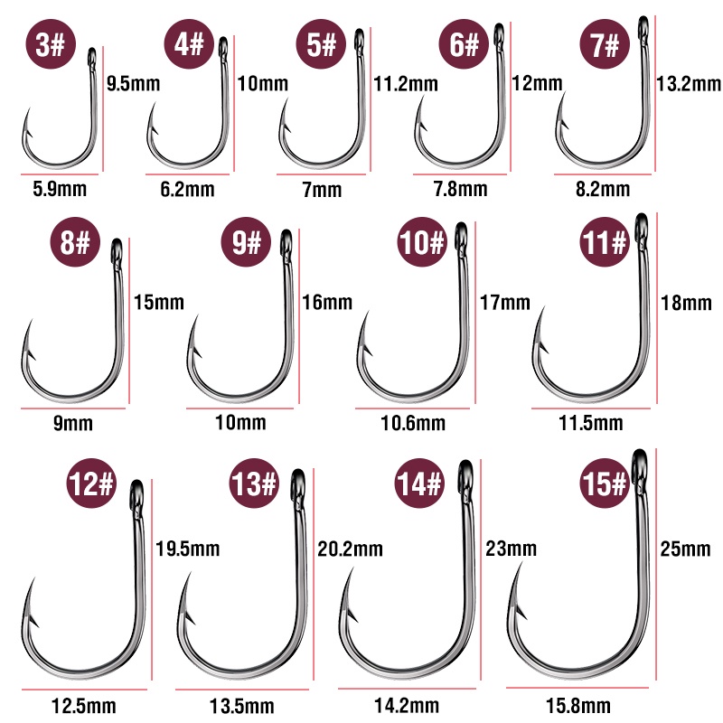 Set 100 Lưỡi Câu Bằng Thép Các Bon Chất Lượng Cao