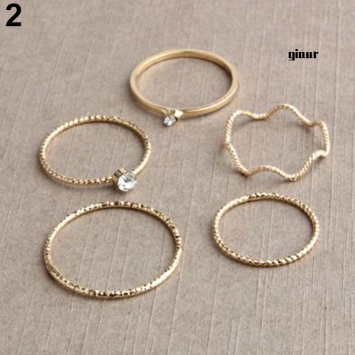 Set 5 Nhẫn Đeo Khớp Ngón Tay Thời Trang Cho Nữ