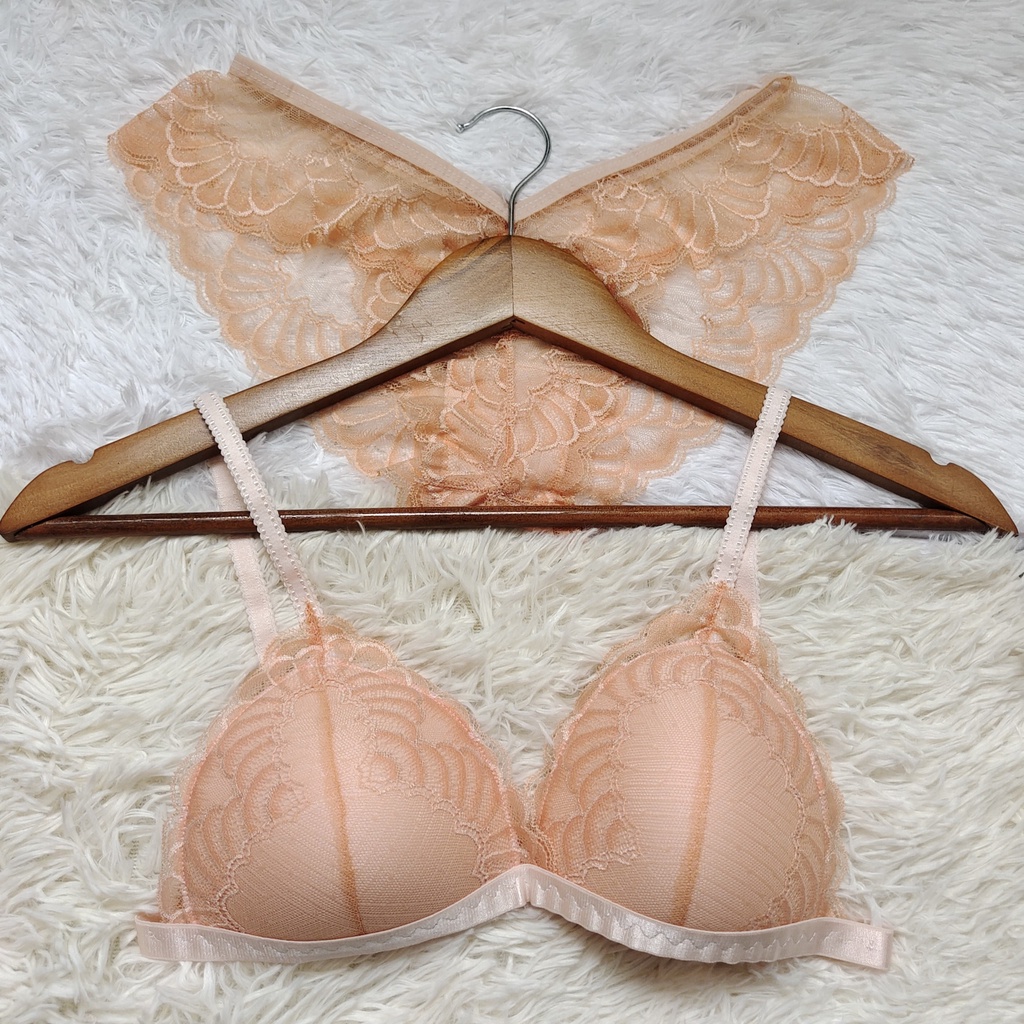Set Bra - Bralette ren sexy không gọng, mút mỏng - Màu hồng cam - NY42 | BigBuy360 - bigbuy360.vn