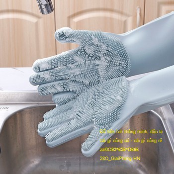 Găng tay silicon tạo bọt rửa bát đa năng, Bao tay rửa chén đa năng