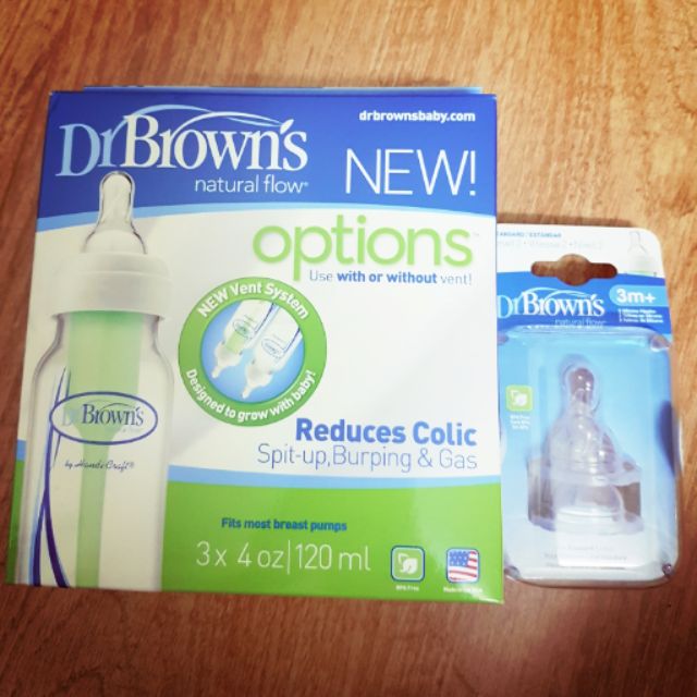 Combo 3 bình Dr Brown 120ml và 2 ti thay bình số 2