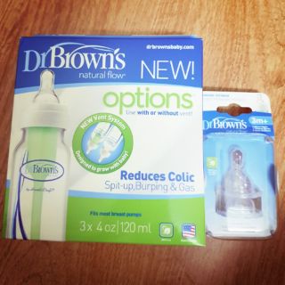 Combo 3 bình dr brown 120ml và 2 ti thay bình số 2