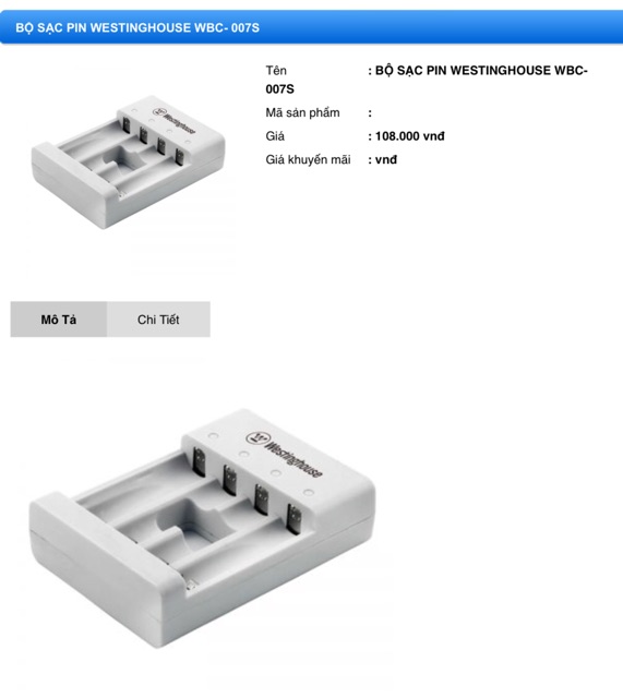 BỘ SẠC PIN WESTINGHOUSE WBC- 007S | BigBuy360 - bigbuy360.vn