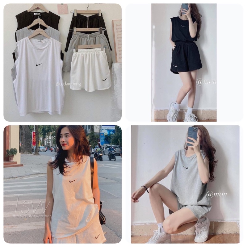 ⚡Giá Huỷ Diệt🍀 Bộ Thể Thao Ba Lỗ Set Bộ 3 món Áo quây liền Áo TankTop + Quần Sooc Cá Tính, Năng Động Y Hình