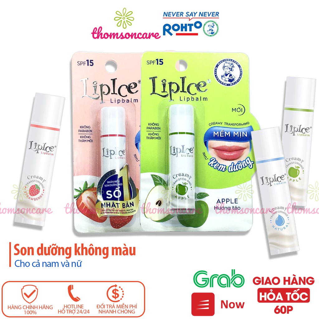 Son dưỡng môi Lipice không màu Tuýp 4.3 g - thỏi lip ice hương trái cây, dâu, chanh, táo, lựu, tự nhiên dưỡng ẩm