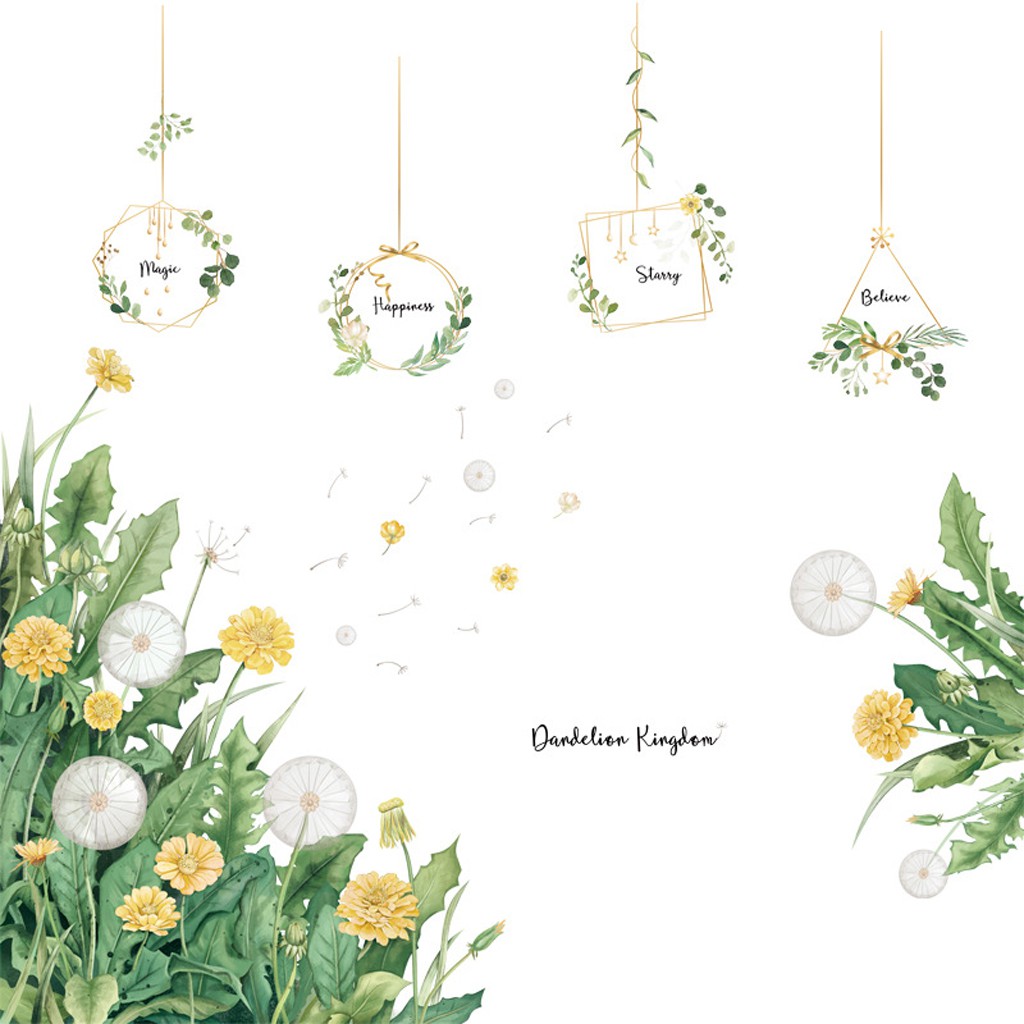 Decal tranh dán tường trang trí nhà cửa loại cao cấp mẫu Hoa bồ công anh C115