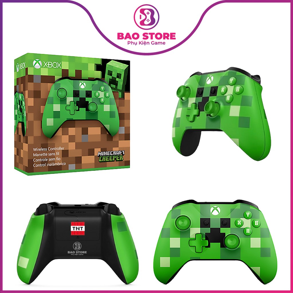 Tay cầm xbox one s chính hãng màu Minecraft Creeper hỗ trợ các game PC, tự động kết nối, thoải mái khi sử dụng