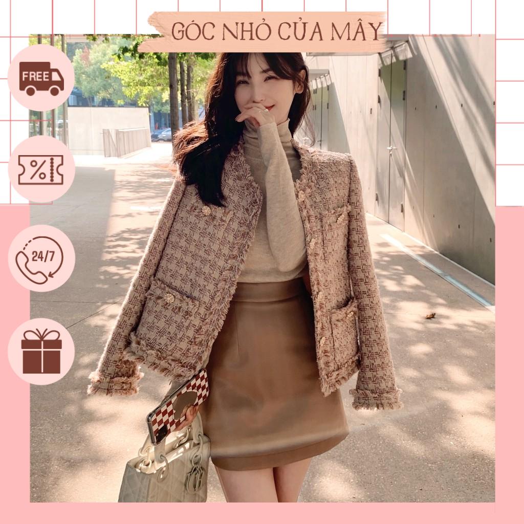 (HÀNG ORDER) Áo dạ tweed hồng phong cách hàn quốc dành cho bạn nữ thu đông 2021 GNCM