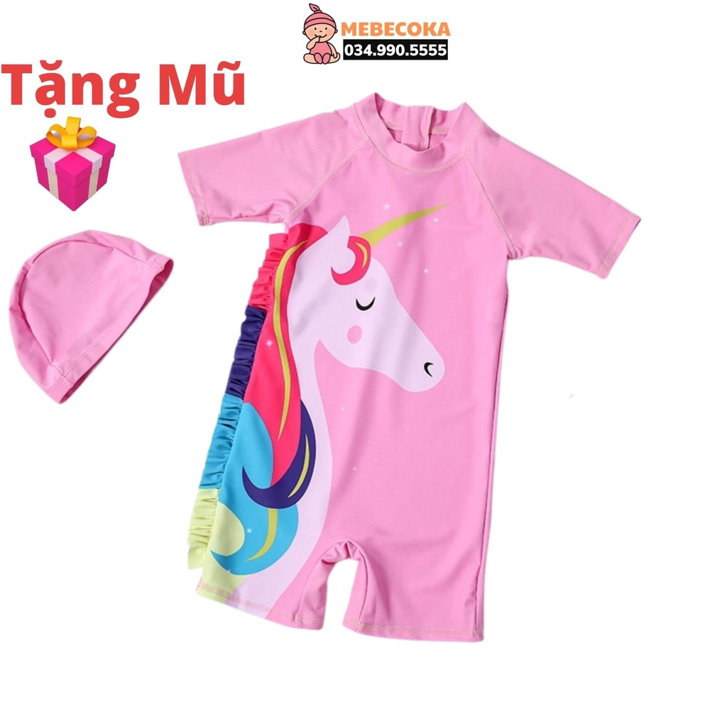 Đồ bơi trẻ em ,Bộ đồ bơi LIỀN THÂN NGỰA PONY hồng cao cấp chất LYCRA Hàn,siêu dễ thương cho bé gái
