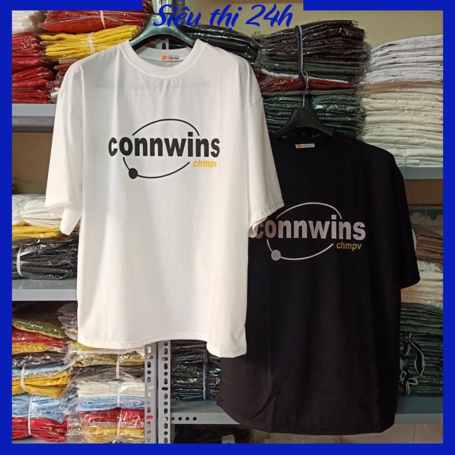 Áo thun nam nữ form rộng tay lỡ, áo phông unisex Siêu thị 24 giờ in chữ Connwins