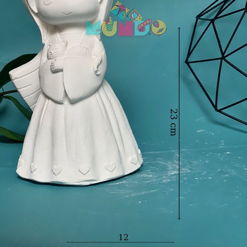 Tượng tô màu  cao cấp kèm màu SIZE XXL GIRL&CAT, tượng thạch cao MUNDO