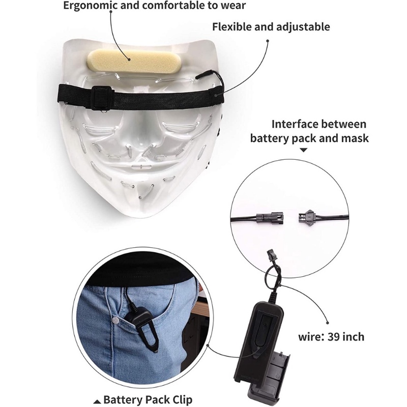 Mặt Nạ Đèn Led Hóa Trang Halloween
