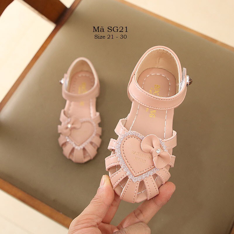 Sandal bé gái - Dép quai hậu đi học kiểu búp bê duyên dáng dễ thương màu hồng xinh xắn full size 1 - 5 tuổi SG21