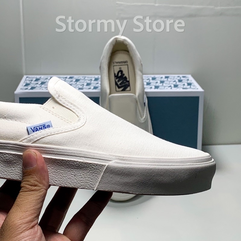 Giày Van Lười Trắng Trơn chuẩn 1:1 Full Box