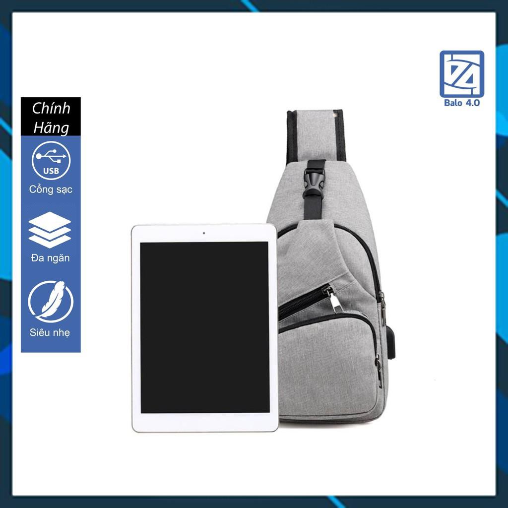 Túi đeo chéo nam nữ thời trang 4 ngăn có cổng USB hỗ trợ sạc điện thoại 208204