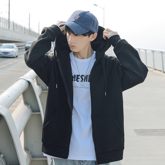 HÀNG CÓ SẴN  Áo khoác nỉ hoodie trơn khóa zip nam nữ chất nỉ bông mềm mịn dáng rộng thoải mái