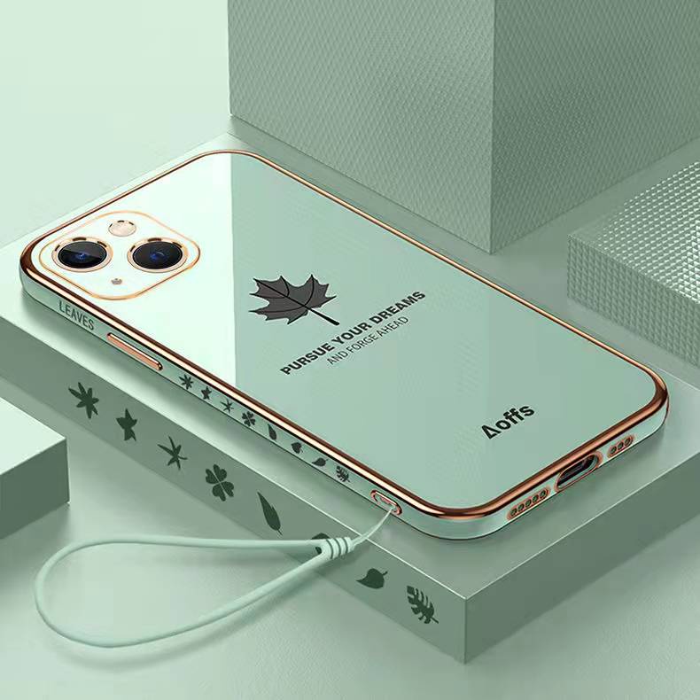 Ốp Điện Thoại Silicon Siêu Mỏng Mạ Màu Kèm Dây Đeo Cho iPhone 6 6s 7 8 Plus X XS XR XSMAX