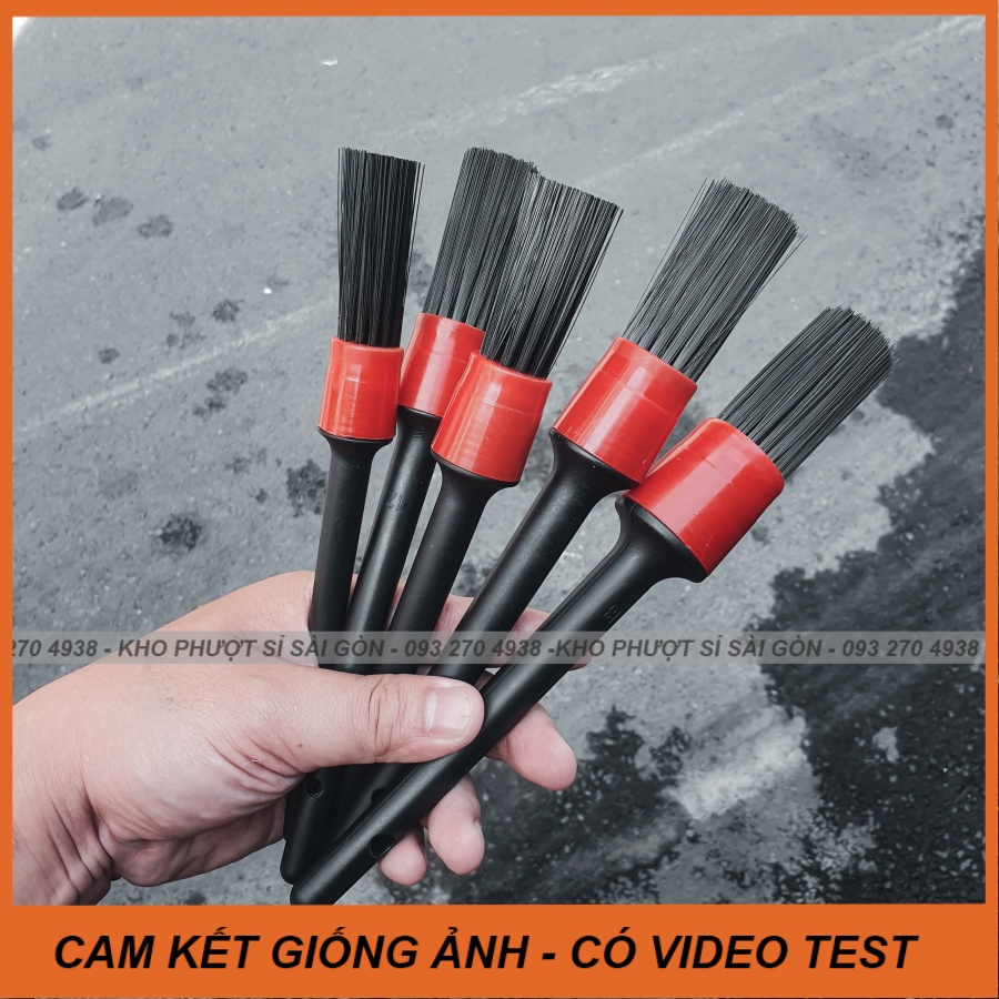Bộ cọ 5 cây cho biker chăm sóc rửa xe máy đa năng chuyên nghiệp - Bộ chổi lông heo chà rửa