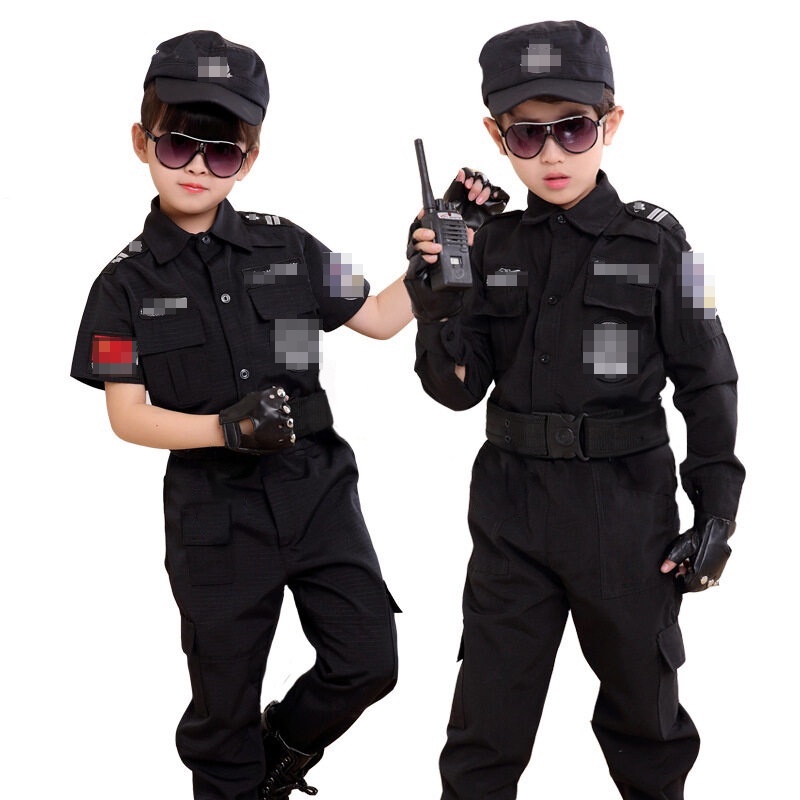 Trẻ em Cảnh sát Cosplay Trang phục Trẻ em Đồng phục Biểu diễn SWAT Tiệc Giáng sinh Lễ hội Halloween Chàng trai Quân đội Bộ quần áo Quà tặng