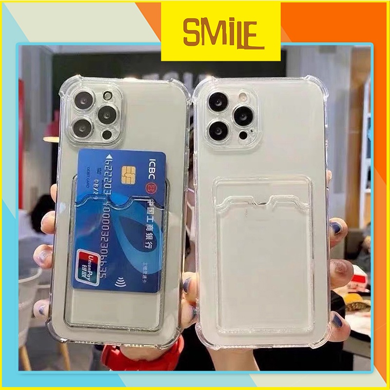 Ốp lưng iphone trong suốt kèm ví chống sốc có ngăn sau cài thẻ  Card  ATM ảnh 7plus x xsmax 11 12 13 pro max promax OLCT