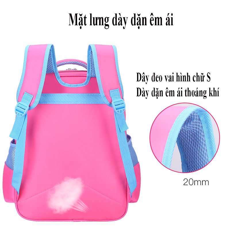 Cặp học sinh, balo tiểu học, trung học nhiều ngăn hình siêu nhân công chúa người nhện, chất liệu chống thấm nước
