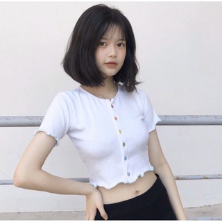 Áo Croptop Cúc Cầu Vồng. 6 chiếc 6 màu cực đẹp - CRT0005