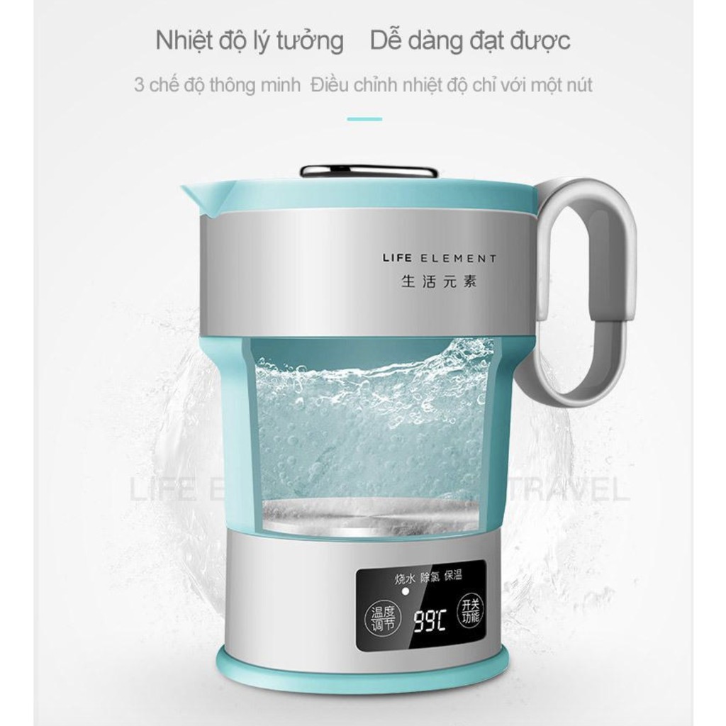 Bình đun nước siêu tốc gấp gọn có màn hình