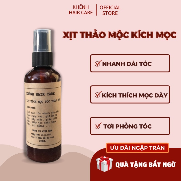 Xịt Kích Mọc Tóc Thảo Mộc 100ml Kích Thích Mọc Tóc Nhanh Dày Hiệu Quả  Mẫu Mới Về [FREESHIP]