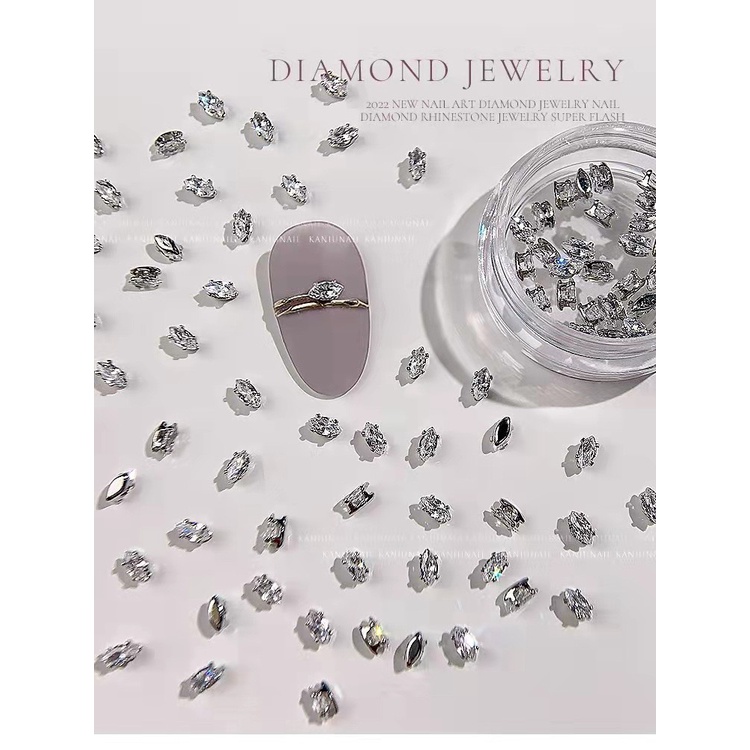 Set charm đá mặt nhẫn đính móng tay