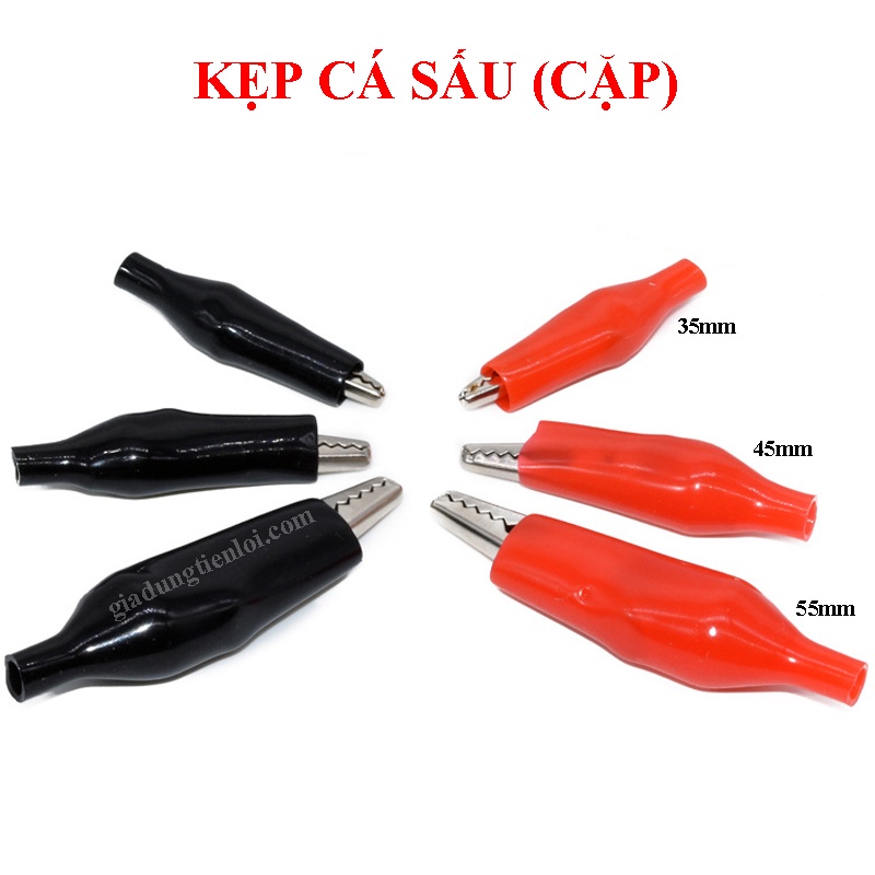 Cặp đầu kẹp cá sấu đỏ + đen nhiều kích thước test mạch nhanh chóng