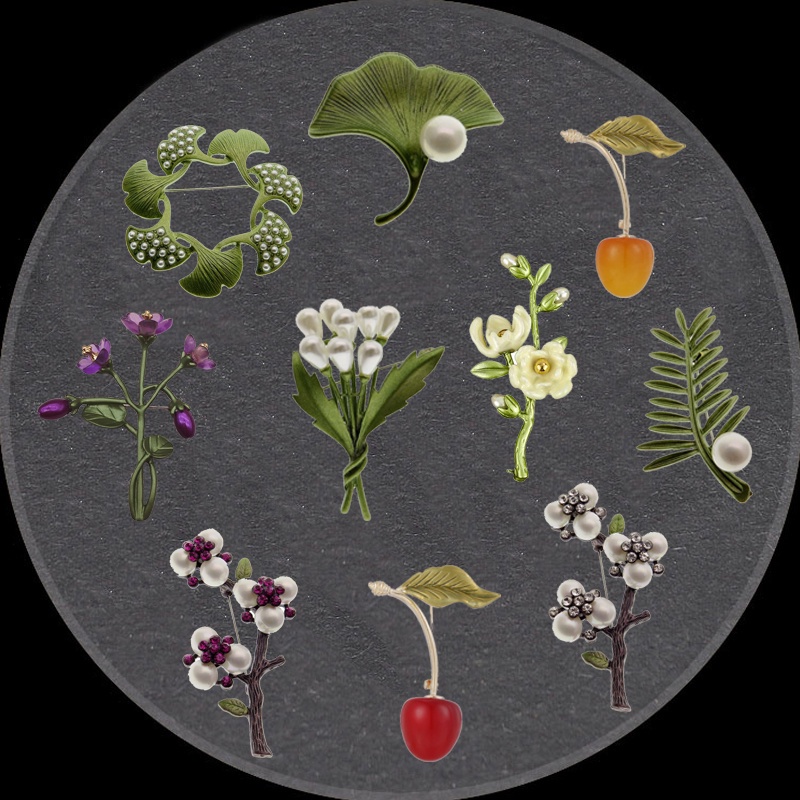 Ghim Cài Áo Hình Lá Cây Đính Ngọc Trai Nhân Tạo