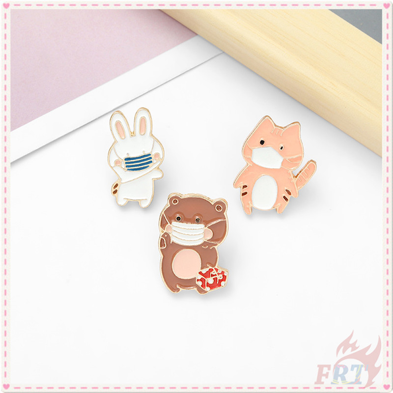 ★ Self-protection Cartoon Animals Series 01：Cat / Rabbit / Bear Brooches ★ 1Pc Fashion Doodle Enamel Pins Backpack Button Badge Brooch
