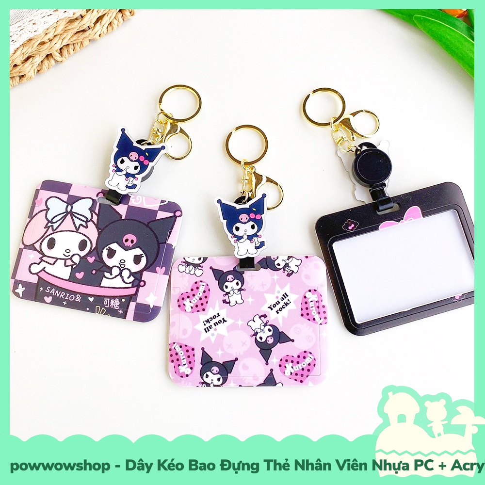 Dây Kéo Bao Đựng Thẻ Nhân Viên Nhựa PC + Acrylic Mẫu Nhân Vật Hoạt Hình Sanrio Family Kuromi Queen HZ