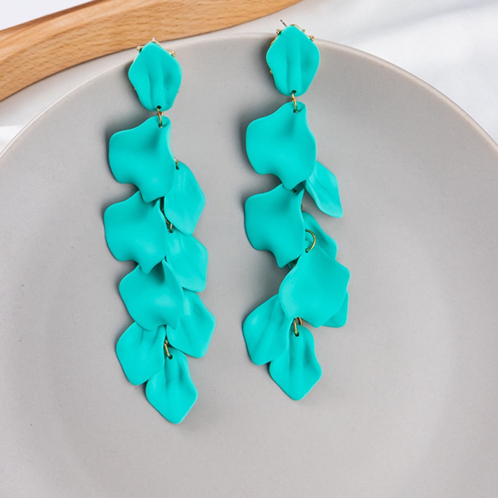 1 Đôi Bông Tai Hình Cánh Hoa Hồng Dáng Dài Đính Đá Thời Trang Cho Nữ