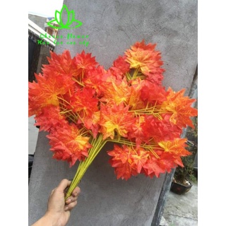 Lá giả, hoa giả trang trí _Cành lá phong đỏ làm cây giả trang trí siêu đẹp
