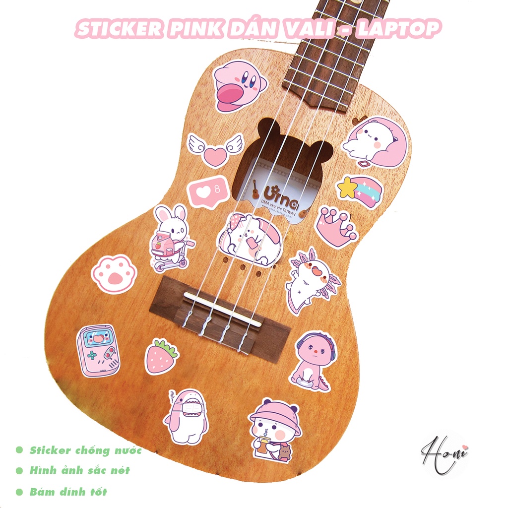 Sticker Pink Dễ Thương, Stickers, Dán Vali, Dán Laptop, Dán Đàn Ghita, Ukulele