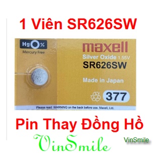 1 viên - pin đồng hồ đeo tay 626 SR626SW 377 Maxell chính hãng