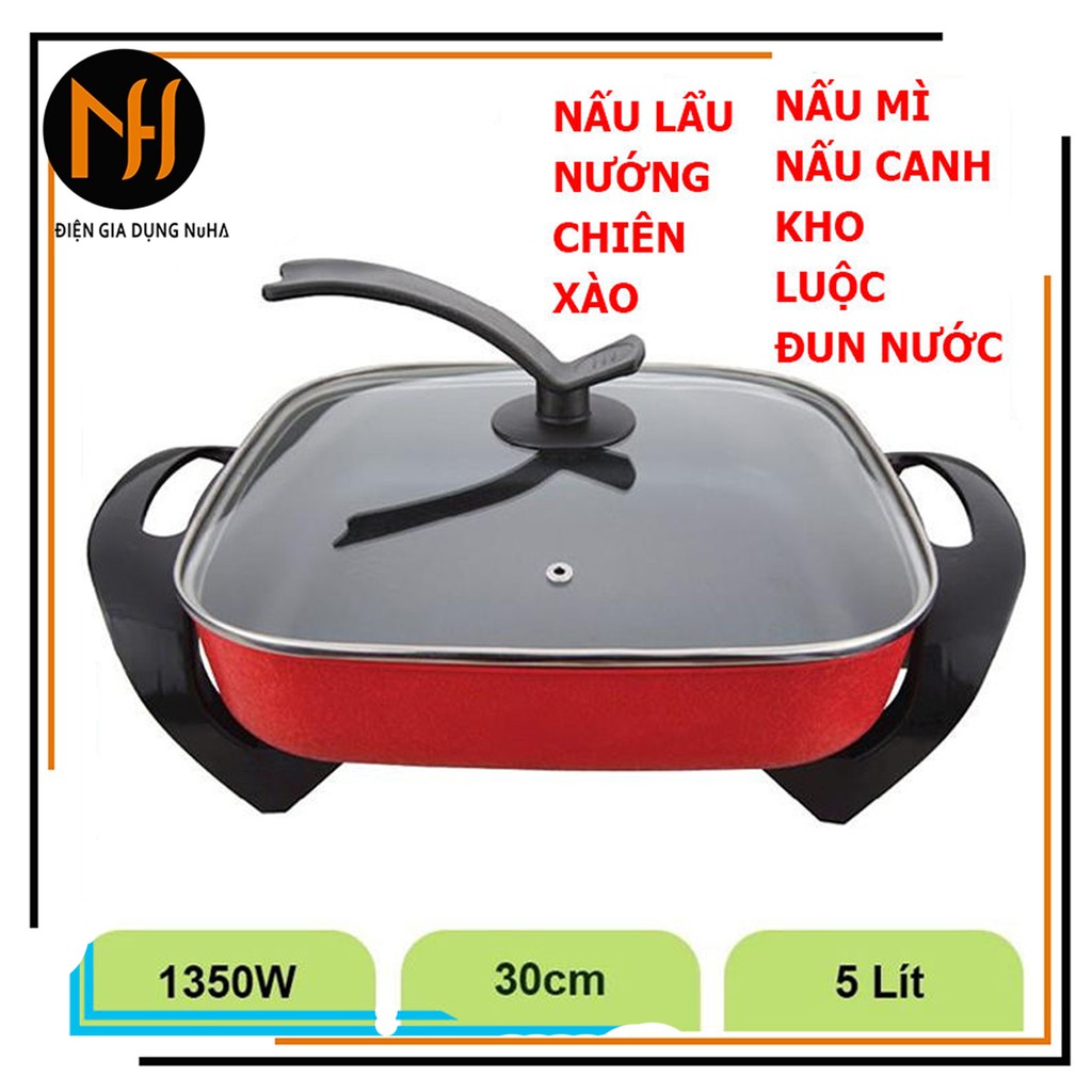 [Bảo hành 12 tháng]Nồi lẩu điện vuông chống dính GreenCook GCEH30 dung tích 5L, công suất 1350W