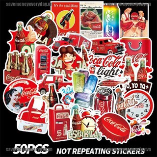 [🍄🍄Save] 50Pcs Coca-Cola No Repeated Stickers Skateboard Graffiti Notebook Bag Decor [VN]