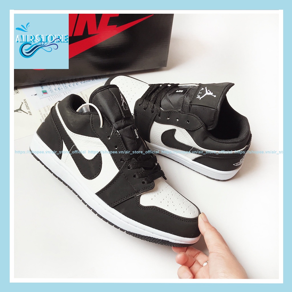 Giày Jordan Cổ Thấp Thể Thao Nam Nữ, Giày JD1 Low Panda Đen Trắng Hàng Đẹp Full Box Tặng Kèm Phụ Kiện