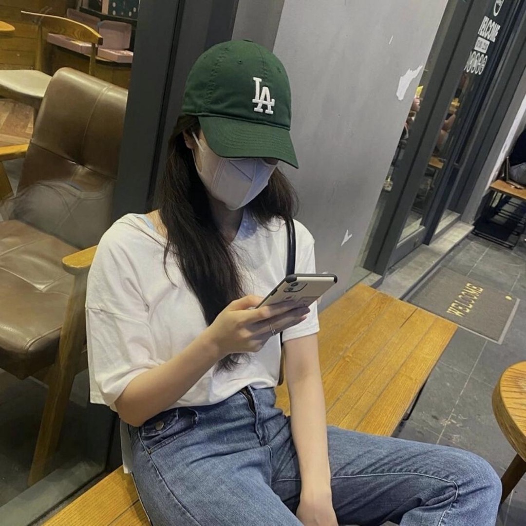 Mũ nón xanh lá lưỡi trai L.A 98 - Nón kết phong cách Hàn quốc màu Trendy KYUBI