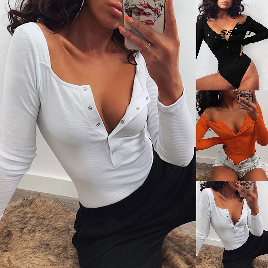  Áo len tăm gân ôm dáng tay dài kiểu bodysuit gợi cảm quyến rũ cổ vuông cho nữ | BigBuy360 - bigbuy360.vn