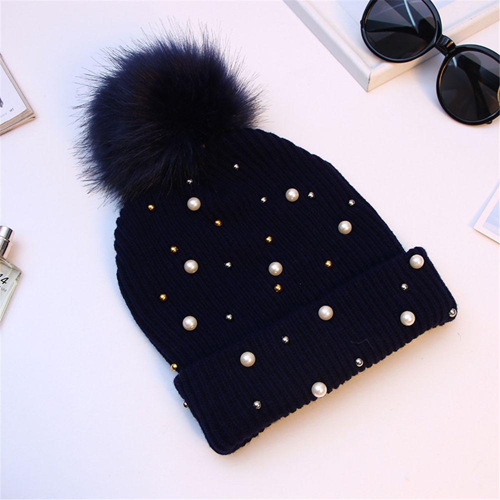 Mũ Beanie Đính Bóng Lông Mềm Mại Thời Trang Cho Nữ